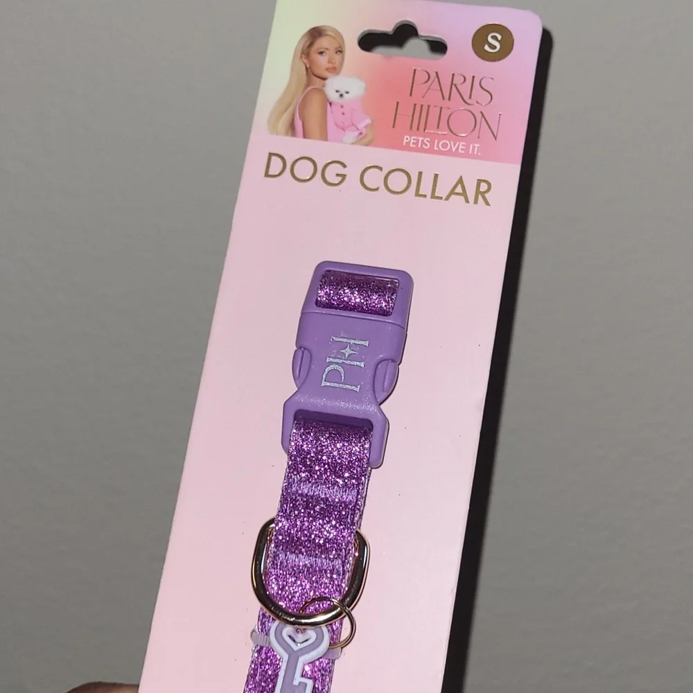 Paris Hilton Purple Glitter Dog Collar - Size Small